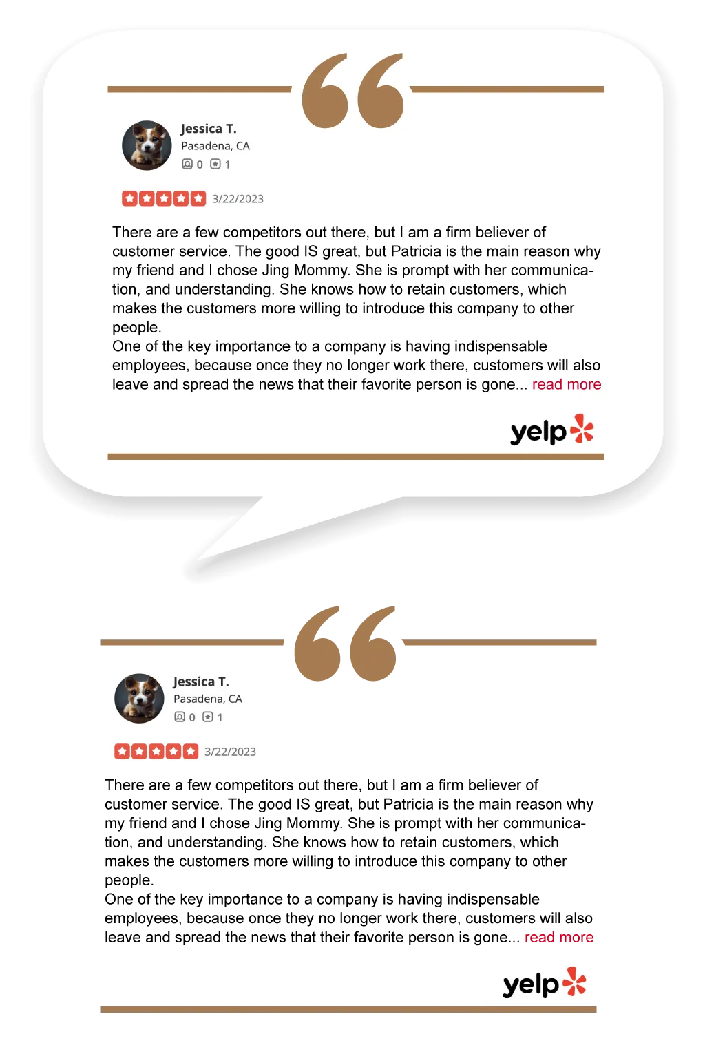 Yelp 客人感想